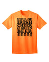 Irish-themed Adult T-Shirt with Vibrant Cheer and Green Beer by TooLoud-Mens T-shirts-TooLoud-Neon-Orange-Small-Davson Sales