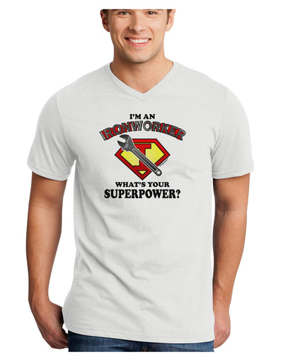 Ironworker - Superpower Adult V-Neck T-shirt-Mens V-Neck T-Shirt-TooLoud-White-Small-Davson Sales