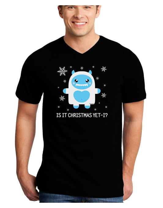 Is It Christmas Yet - Yeti Abominable Snowman Adult Dark V-Neck T-Shirt-TooLoud-Black-Small-Davson Sales