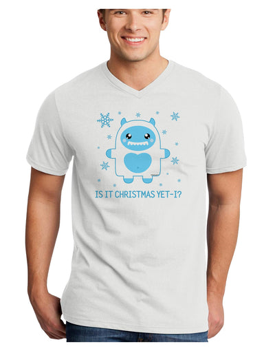 Is It Christmas Yet - Yeti Abominable Snowman Adult V-Neck T-shirt-Mens V-Neck T-Shirt-TooLoud-White-Small-Davson Sales