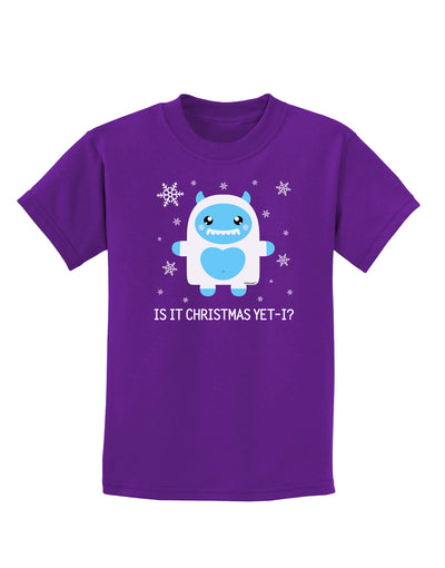 Is It Christmas Yet - Yeti Abominable Snowman Childrens Dark T-Shirt-Childrens T-Shirt-TooLoud-Purple-X-Small-Davson Sales