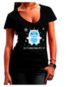 Is It Christmas Yet - Yeti Abominable Snowman Juniors V-Neck Dark T-Shirt-Womens V-Neck T-Shirts-TooLoud-Black-Juniors Fitted Small-Davson Sales