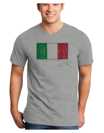 Italian Flag - Distressed Adult V-Neck T-shirt by TooLoud-Mens V-Neck T-Shirt-TooLoud-HeatherGray-Small-Davson Sales