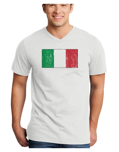 Italian Flag - Distressed Adult V-Neck T-shirt by TooLoud-Mens V-Neck T-Shirt-TooLoud-White-Small-Davson Sales