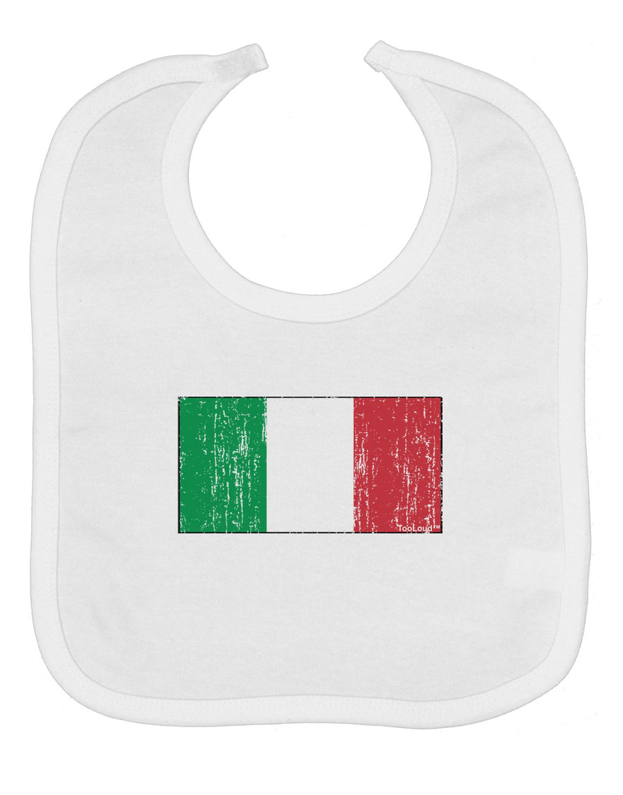 Italian Flag - Distressed Baby Bib by TooLoud