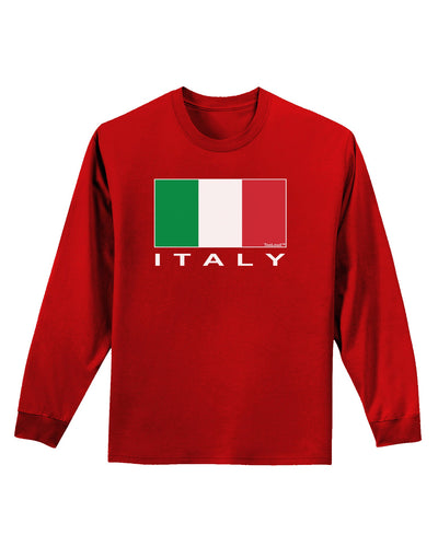 Italian Flag - Italy Text Adult Long Sleeve Dark T-Shirt by TooLoud-TooLoud-Red-Small-Davson Sales