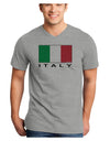 Italian Flag - Italy Text Adult V-Neck T-shirt by TooLoud-Mens V-Neck T-Shirt-TooLoud-HeatherGray-Small-Davson Sales