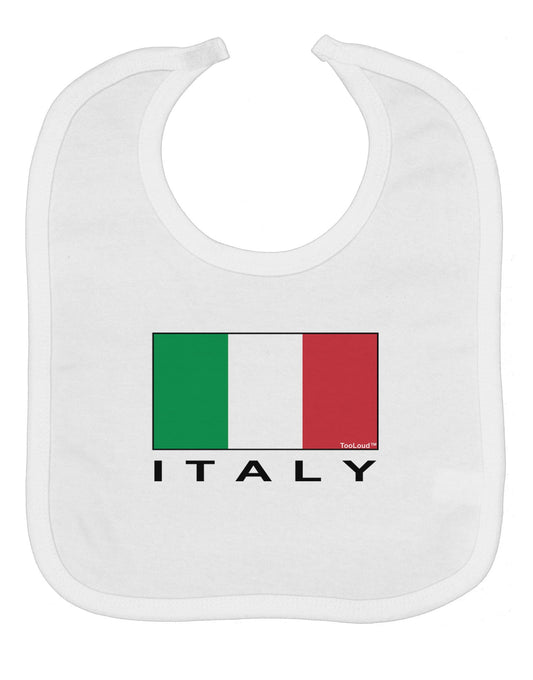 Italian Flag - Italy Text Baby Bib by TooLoud