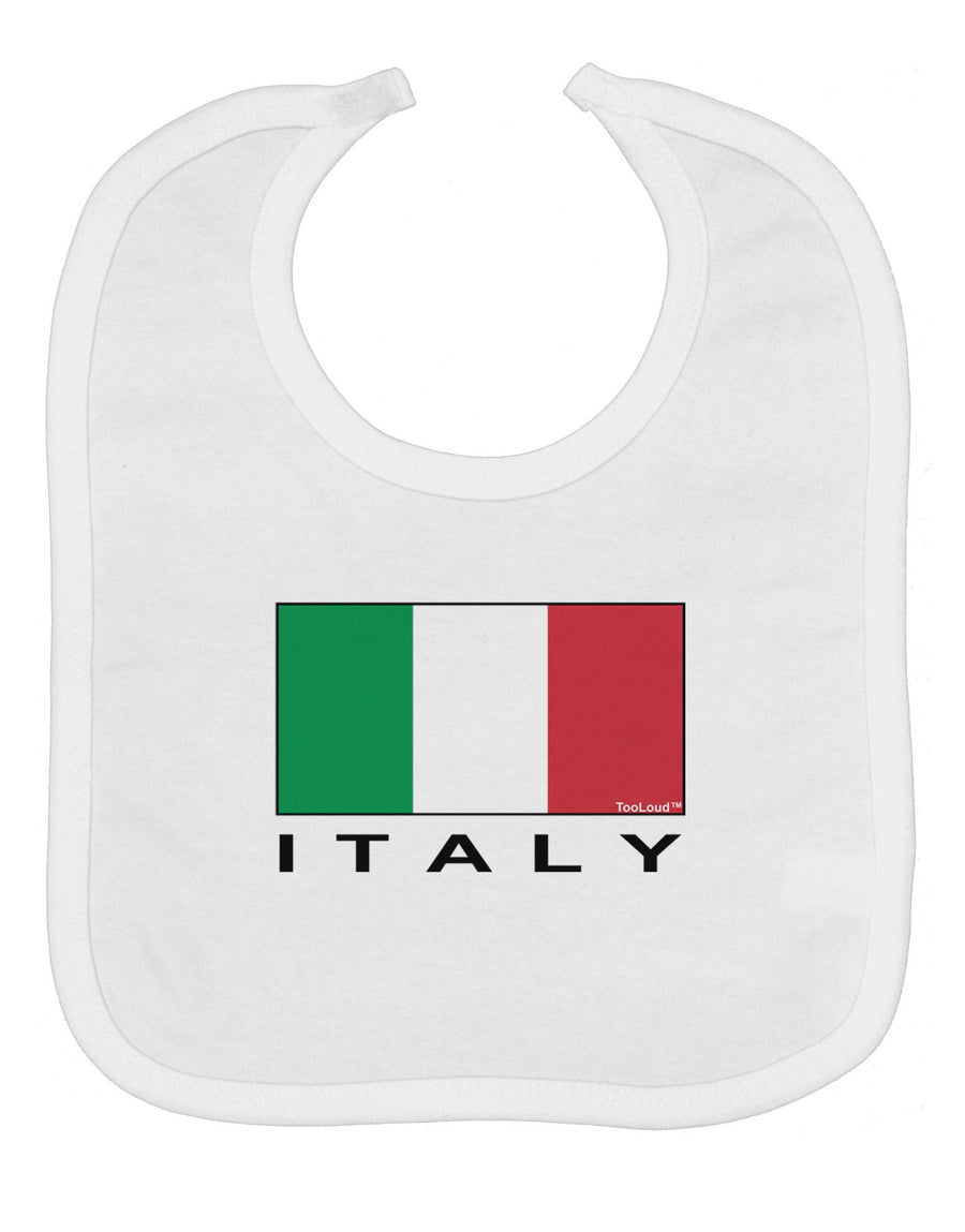 Italian Flag - Italy Text Baby Bib by TooLoud