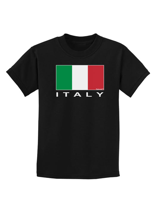 Italian Flag - Italy Text Childrens Dark T-Shirt by TooLoud-Childrens T-Shirt-TooLoud-Black-X-Small-Davson Sales