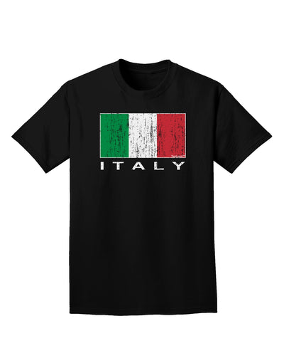 Italian Flag - Italy Text Distressed Adult Dark T-Shirt by TooLoud-Mens T-Shirt-TooLoud-Black-Small-Davson Sales