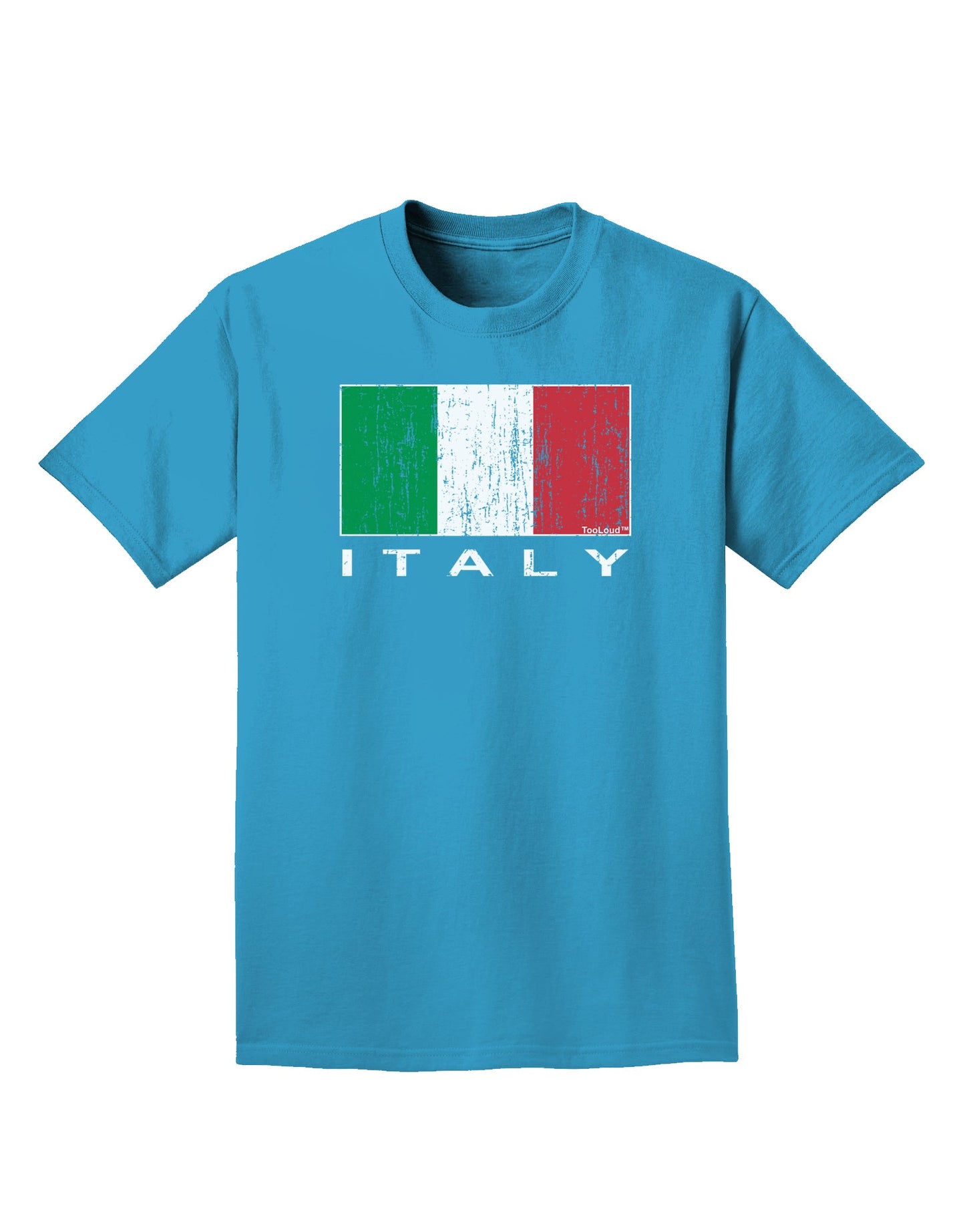 Italian Flag - Italy Text Distressed Adult Dark T-Shirt by TooLoud-Mens T-Shirt-TooLoud-Turquoise-Small-Davson Sales