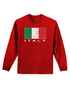 Italian Flag - Italy Text Distressed Adult Long Sleeve Dark T-Shirt by TooLoud-TooLoud-Red-Small-Davson Sales