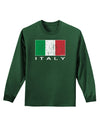 Italian Flag - Italy Text Distressed Adult Long Sleeve Dark T-Shirt by TooLoud-TooLoud-Dark-Green-Small-Davson Sales