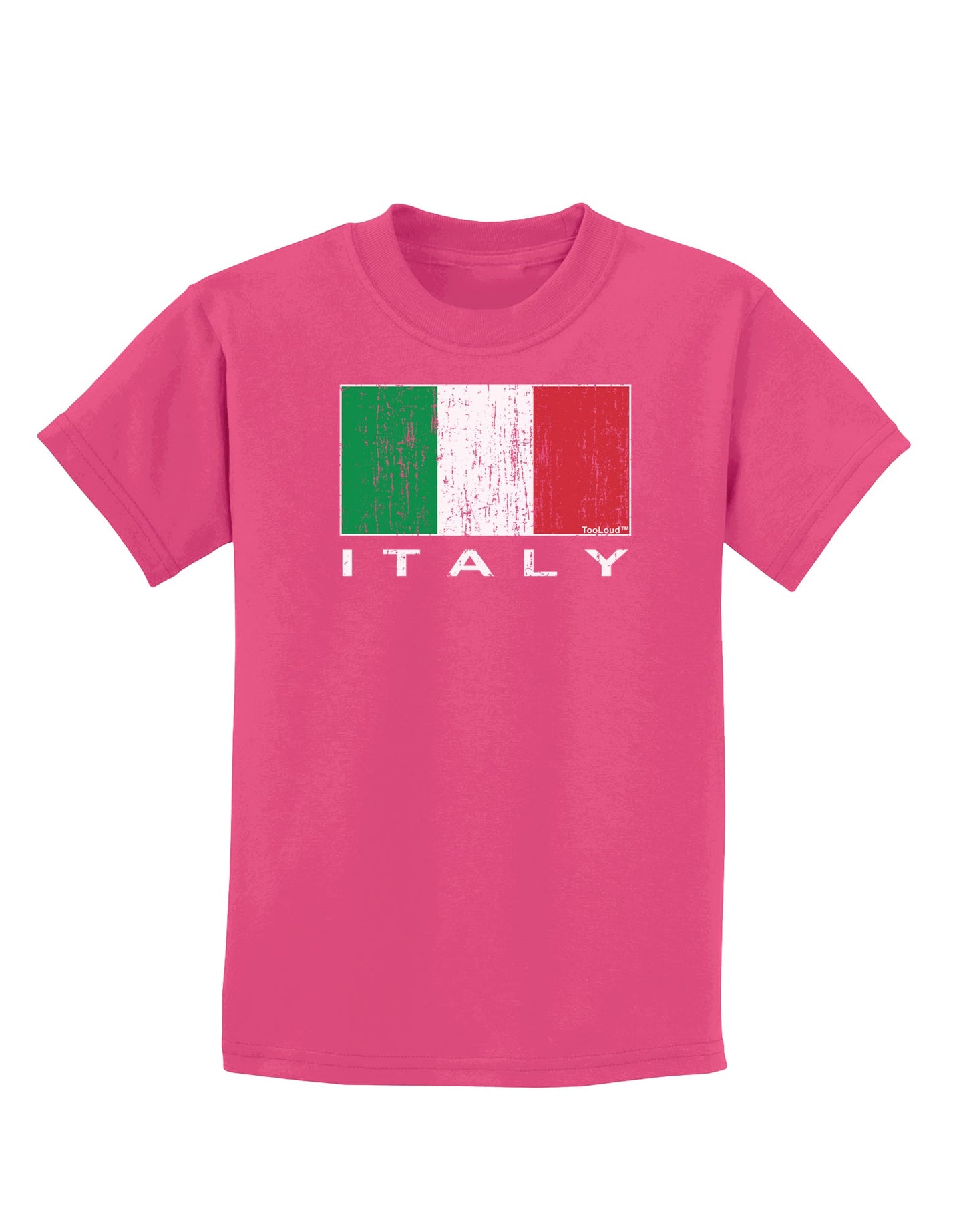 Italian Flag - Italy Text Distressed Childrens Dark T-Shirt by TooLoud-Childrens T-Shirt-TooLoud-Sangria-X-Small-Davson Sales