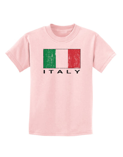 Italian Flag - Italy Text Distressed Childrens T-Shirt by TooLoud-Childrens T-Shirt-TooLoud-PalePink-X-Small-Davson Sales