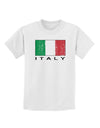 Italian Flag - Italy Text Distressed Childrens T-Shirt by TooLoud-Childrens T-Shirt-TooLoud-White-X-Small-Davson Sales