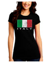 Italian Flag - Italy Text Distressed Juniors Crew Dark T-Shirt by TooLoud-T-Shirts Juniors Tops-TooLoud-Black-Juniors Fitted Small-Davson Sales