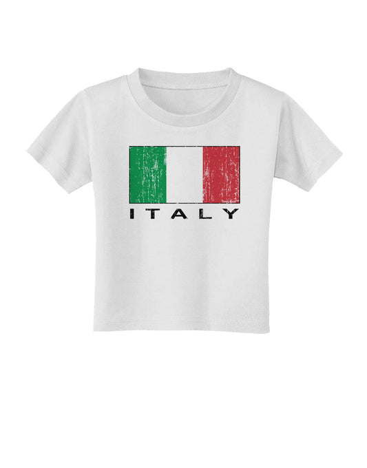 Italian Flag - Italy Text Distressed Toddler T-Shirt by TooLoud-Toddler T-Shirt-TooLoud-White-2T-Davson Sales