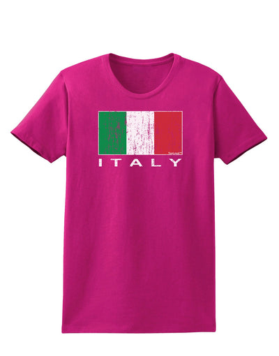 Italian Flag - Italy Text Distressed Womens Dark T-Shirt by TooLoud-Womens T-Shirt-TooLoud-Hot-Pink-Small-Davson Sales