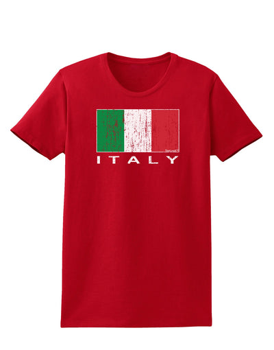 Italian Flag - Italy Text Distressed Womens Dark T-Shirt by TooLoud-Womens T-Shirt-TooLoud-Red-X-Small-Davson Sales