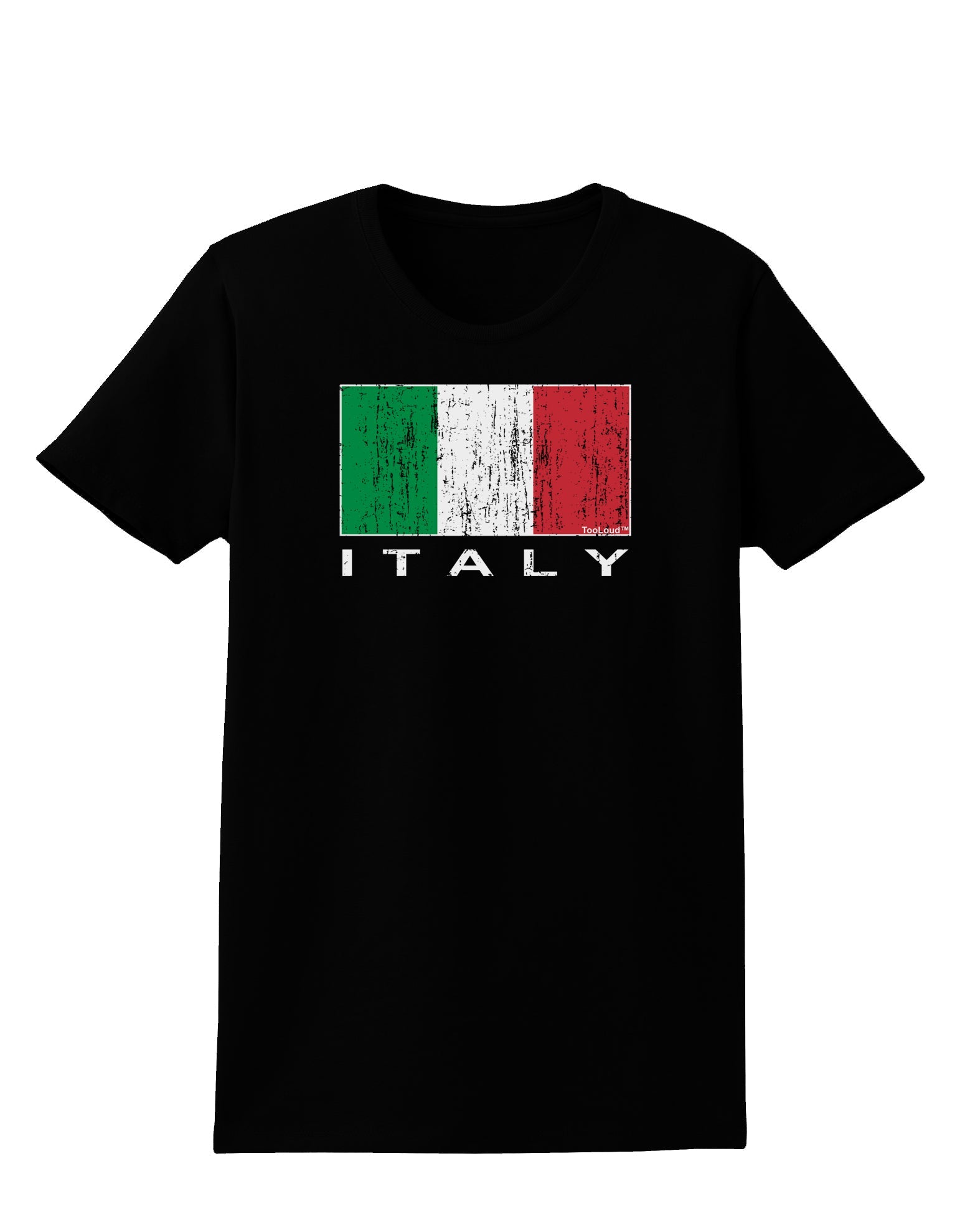 Italian Flag - Italy Text Distressed Womens Dark T-Shirt by TooLoud-Womens T-Shirt-TooLoud-Black-X-Small-Davson Sales