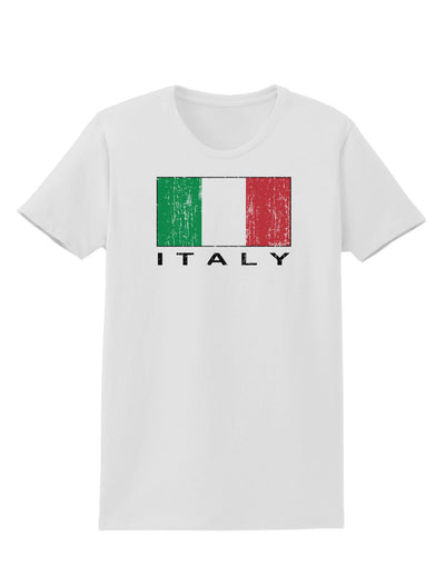 Italian Flag - Italy Text Distressed Womens T-Shirt by TooLoud-Womens T-Shirt-TooLoud-White-X-Small-Davson Sales