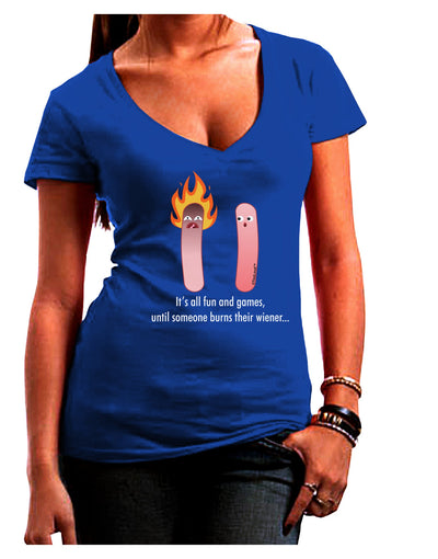 It's All Fun and Games - Wiener Juniors V-Neck Dark T-Shirt by TooLoud-Womens V-Neck T-Shirts-TooLoud-Royal-Blue-Juniors Fitted Small-Davson Sales