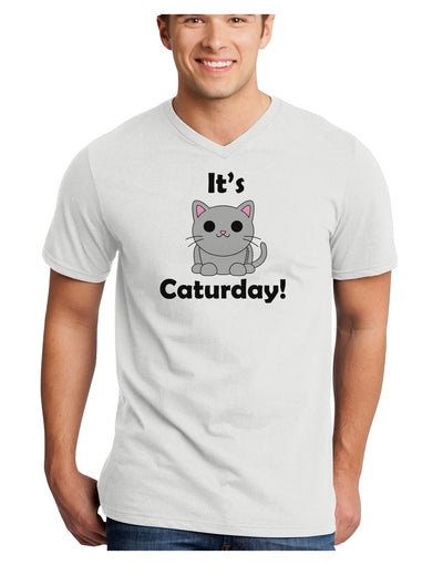 It's Caturday Cute Cat Design Adult V-Neck T-shirt by TooLoud-Mens V-Neck T-Shirt-TooLoud-White-Small-Davson Sales