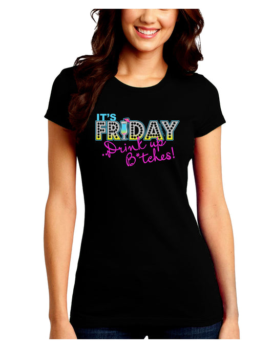 It's Friday - Drink Up Juniors Petite Crew Dark T-Shirt-T-Shirts Juniors Tops-TooLoud-Black-Juniors Fitted Small-Davson Sales