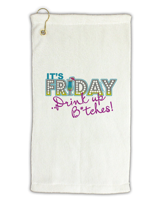 It's Friday - Drink Up Micro Terry Gromet Golf Towel 16 x 25 inch-Golf Towel-TooLoud-White-Davson Sales