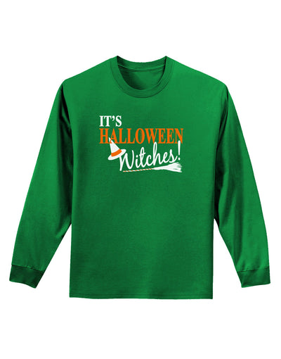 It's Halloween Witches Hat Adult Long Sleeve Dark T-Shirt-TooLoud-Kelly-Green-Small-Davson Sales