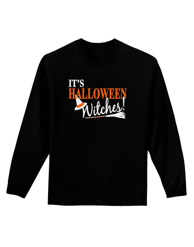 It's Halloween Witches Hat Adult Long Sleeve Dark T-Shirt-TooLoud-Black-Small-Davson Sales