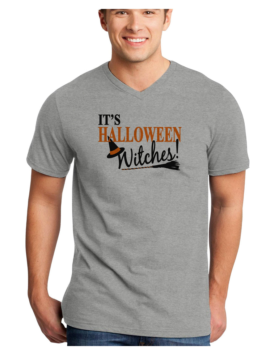 It's Halloween Witches Hat Adult V-Neck T-shirt-Mens V-Neck T-Shirt-TooLoud-White-Small-Davson Sales