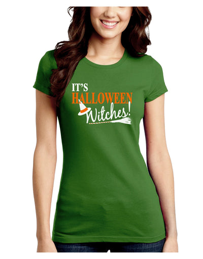 It's Halloween Witches Hat Juniors Crew Dark T-Shirt-T-Shirts Juniors Tops-TooLoud-Kiwi-Green-Juniors Fitted Small-Davson Sales