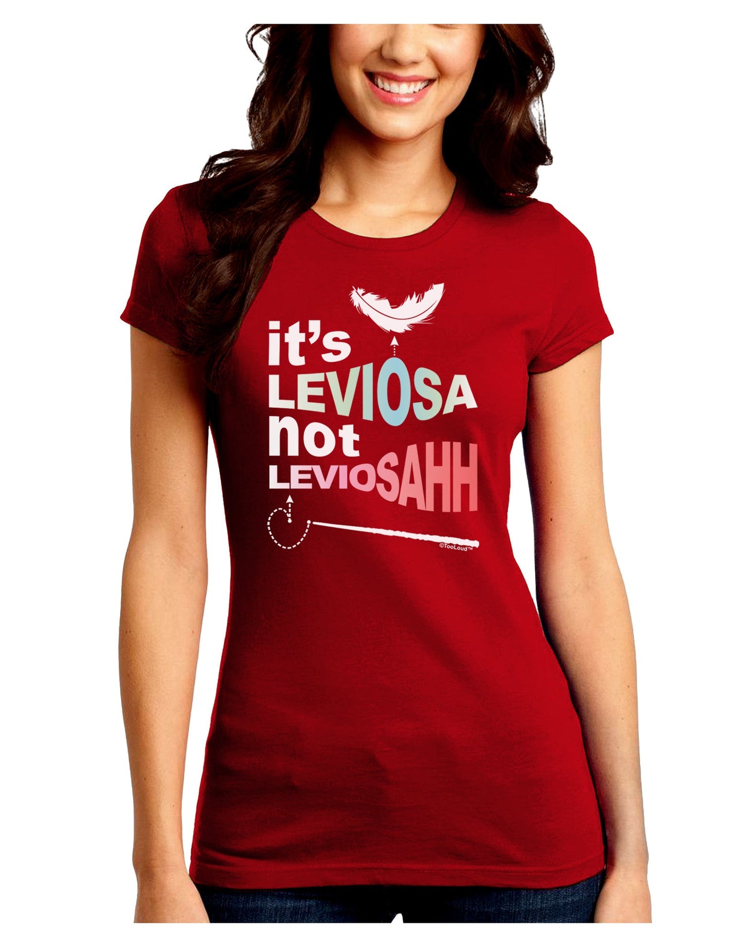 It's LeviOsa not LeviosAHH Juniors Petite Crew Dark T-Shirt-T-Shirts Juniors Tops-TooLoud-Red-Juniors Fitted Small-Davson Sales
