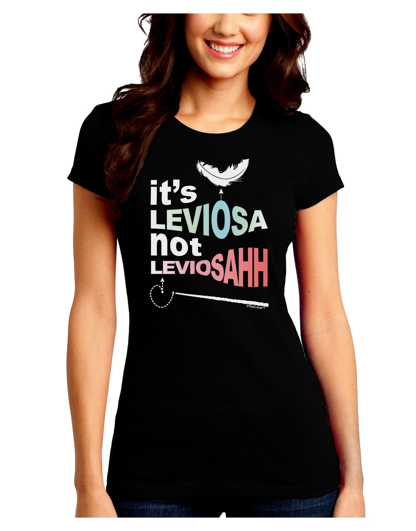 It's LeviOsa not LeviosAHH Juniors Petite Crew Dark T-Shirt-T-Shirts Juniors Tops-TooLoud-Black-Juniors Fitted Small-Davson Sales