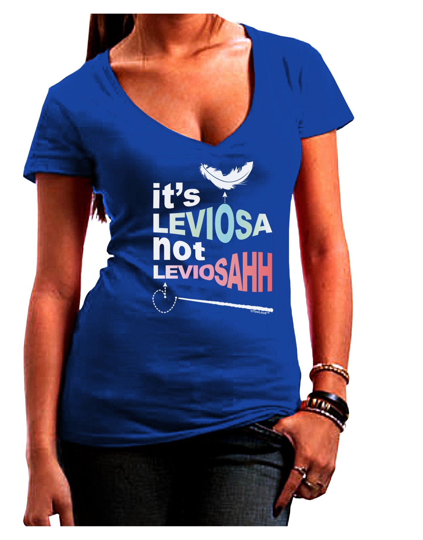 It's LeviOsa not LeviosAHH Womens V-Neck Dark T-Shirt-Womens V-Neck T-Shirts-TooLoud-Royal-Blue-Juniors Fitted Small-Davson Sales