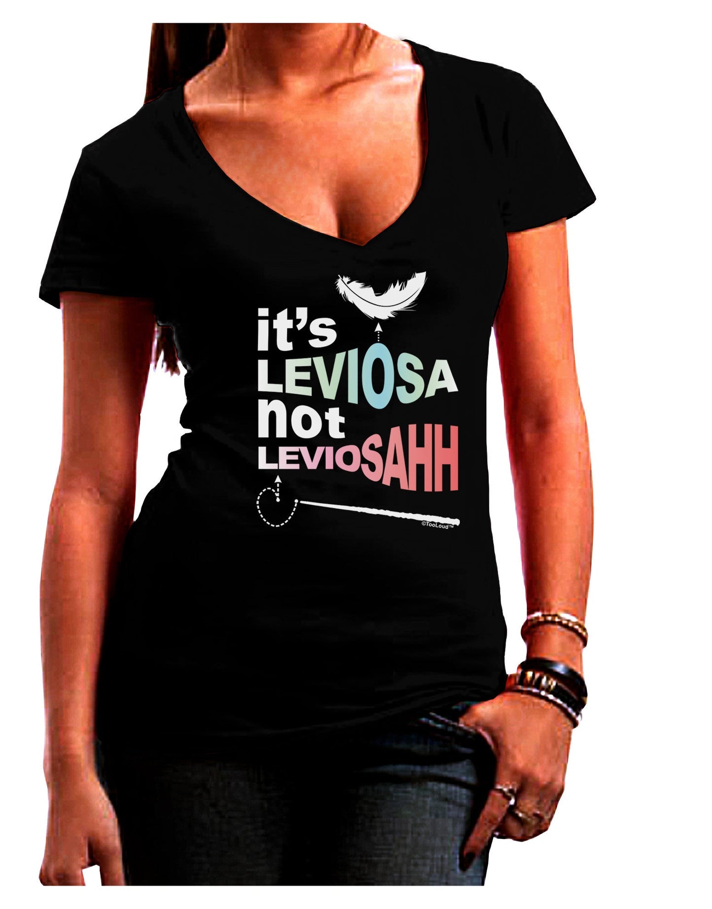 It's LeviOsa not LeviosAHH Womens V-Neck Dark T-Shirt-Womens V-Neck T-Shirts-TooLoud-Black-Juniors Fitted Small-Davson Sales