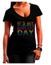 It's My Birthday - Candy Colored Dots Juniors V-Neck Dark T-Shirt by TooLoud-Womens V-Neck T-Shirts-TooLoud-Black-Juniors Fitted Small-Davson Sales