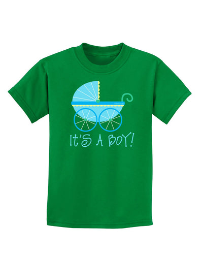 It's a Boy - Baby Boy Carriage Childrens Dark T-Shirt-Childrens T-Shirt-TooLoud-Kelly-Green-X-Small-Davson Sales