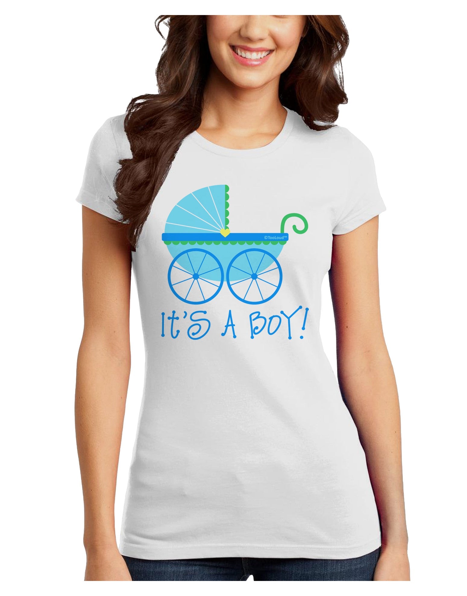 It's a Boy - Baby Boy Carriage Juniors T-Shirt-Womens Juniors T-Shirt-TooLoud-White-Juniors Fitted X-Small-Davson Sales
