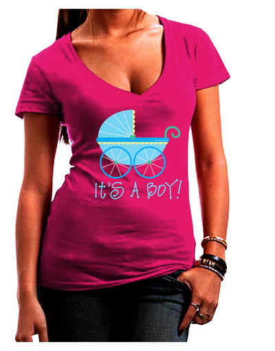 It's a Boy - Baby Boy Carriage Juniors V-Neck Dark T-Shirt-Womens V-Neck T-Shirts-TooLoud-Hot-Pink-Juniors Fitted Small-Davson Sales