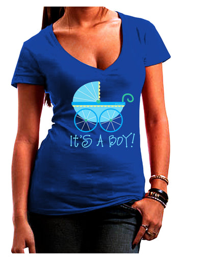 It's a Boy - Baby Boy Carriage Juniors V-Neck Dark T-Shirt-Womens V-Neck T-Shirts-TooLoud-Royal-Blue-Juniors Fitted Small-Davson Sales