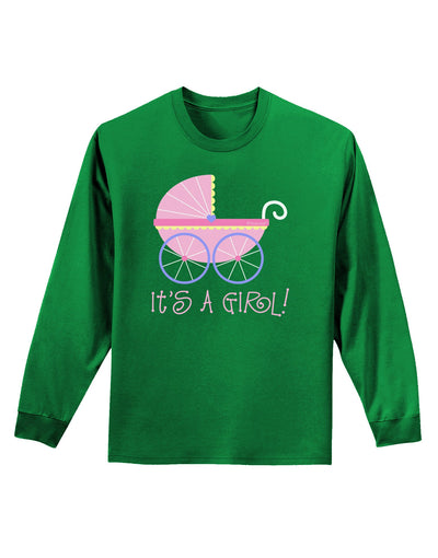 It's a Girl - Baby Carriage Adult Long Sleeve Dark T-Shirt-TooLoud-Kelly-Green-Small-Davson Sales