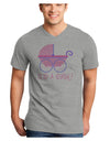 It's a Girl - Baby Carriage Adult V-Neck T-shirt-Mens V-Neck T-Shirt-TooLoud-HeatherGray-Small-Davson Sales