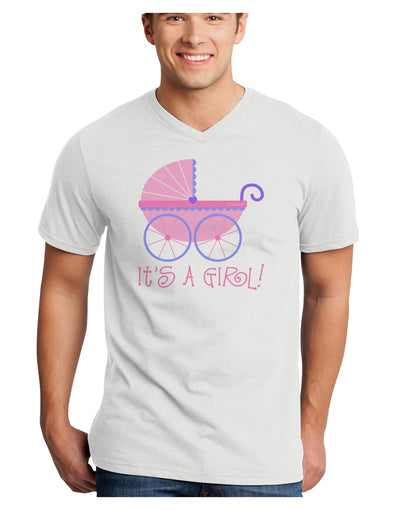 It's a Girl - Baby Carriage Adult V-Neck T-shirt-Mens V-Neck T-Shirt-TooLoud-White-Small-Davson Sales