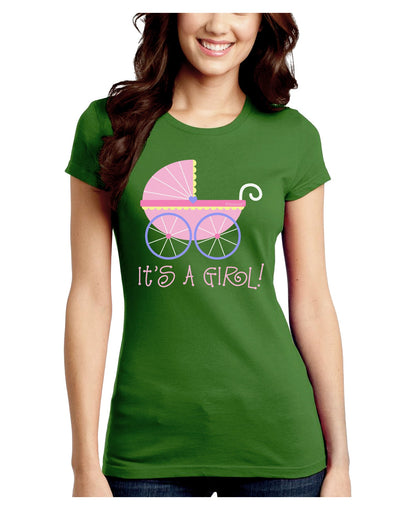 It's a Girl - Baby Carriage Juniors Crew Dark T-Shirt-T-Shirts Juniors Tops-TooLoud-Kiwi-Green-Juniors Fitted Small-Davson Sales