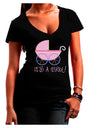 It's a Girl - Baby Carriage Juniors V-Neck Dark T-Shirt-Womens V-Neck T-Shirts-TooLoud-Black-Juniors Fitted Small-Davson Sales