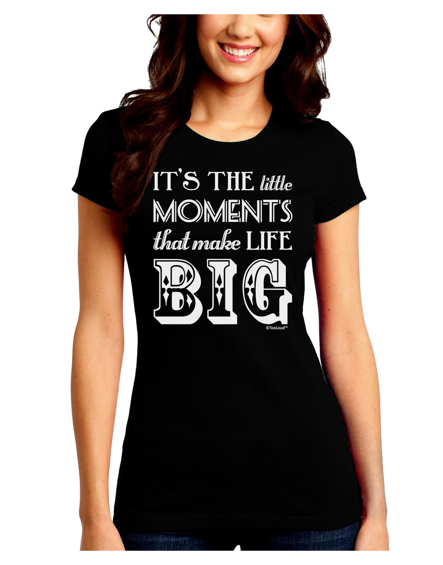 It’s the Little Moments that Make Life Big Juniors Crew Dark T-Shirt-T-Shirts Juniors Tops-TooLoud-Black-Juniors Fitted Small-Davson Sales